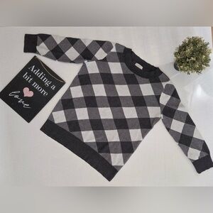 LOFT Dark Gray & White Checkered Knit Sweater Women’s Size L